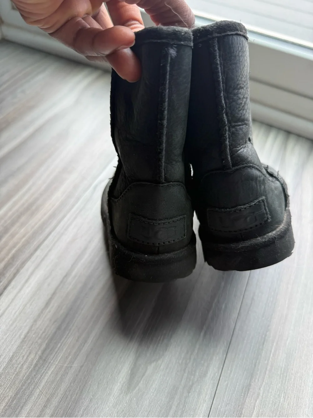 UGG Kids Black Suede Shearling Boots